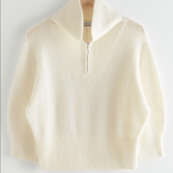 & Other Stories Tops - & Other Stories Fuzzy Zip Collar Knit Top